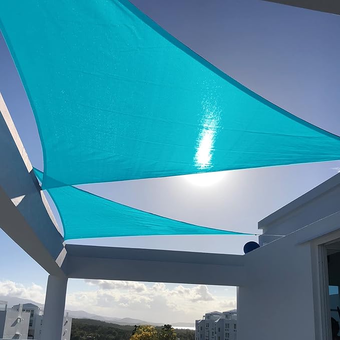 SUNNY GUARD Custom Size 5'x5'x7.1' Turquoise Blue Sun Shade Sail Right Triangle UV Block Shade for Backyard Yard Patio Deck Garden(Customized)