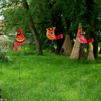 Decorative Garden Stakes,Set of 3 Cardinal Stained Glass Metal Yard Art,Waterproof Outdoor Decor Housewarming Present for Women Mom Grandma