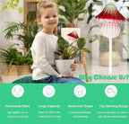 4 PCS Glass Mushroom Plant Watering Globes, 230 ML Large Self Watering Planter Insert Automatic Plant Waterer Bulbs Spikes Plants Water Stakes with Rubber Stopper for Indoor Outdoor Plants