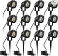 Romwish LED Landscape Spotlights, 10W Outdoor Spotlights for Yard, 3000K Warm White, 120V AC Spot Light with Ground Spike, Waterproof Landscape Lighting for House Garden Lawn Decorative (12Pack/10W)