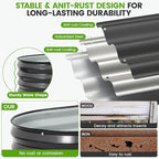 G GOOD GAIN Raised Garden Beds - 8x2x1.4ft Galvanized Planter Boxes Kit with Protective Tape & Gloves & Tools | Oval Metal Outdoor Raised Bed for Gardening Vegetables, Fruits, Flowers, Herbs, Grey