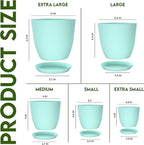 Utopia Home - Plant Pots Indoor with Drainage - 7/6.6/6/5.3/4.8 Inches Flower Pots for Indoor Planter - 5 Pack Plastic Planters - Ideal for Stocking Stuffers or Home Christmas Decorations - Aqua