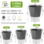 10 Pack Self Watering Pots for Indoor Plants, 6.7 Inches Self Watering Planters African Violet Pots Clear Pots for Herb Orchid Flower Houseplant, Dark Grey
