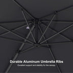 PURPLE LEAF 8' X 8' Patio Umbrella with Wheeled Base for Pool 7' High Offset Outdoor Cantilever Umbrella Swimming Pool Umbrella with 360°Rotation for Poolside Grey