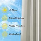 NICETOWN Outdoor Curtains for Patio Waterproof, Rustproof Grommet Room Darkening Thermal Insulated Indoor Outdoor Window Treatments Thermal Drapes for Pergola, Natural, W52 x L84, 1 Panel