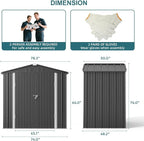 Gizoon Outdoor Storage Shed 6 x 4 FT, Galvanized Metal Garden Shed - Image 7