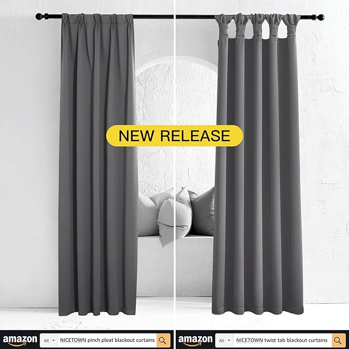 Thermal Patio Door Curtains, Grey Blackout Room – Grey, 100 Inches W