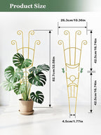 33 Inch Tall Expandable Metal Trellis for Potted Plants, Rustproof Expandable Indoor Outdoor Plant Support Trellis for Climbing Plants, Monstera, Ivy, Hoya with Sturdy Weighted Base (Gold)