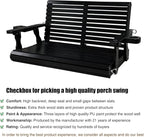 Wooden Porch Swing 2-Seater, High Backrest and Deep Seat, Bench Swing with Cupholders, Hanging Chains and 7mm Springs, Heavy Duty 880 LBS, for Outdoor Patio Garden (Carbon Black - 4 FT Extra Large)