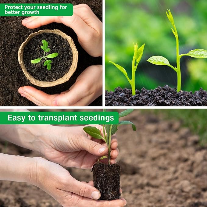 homenote Peat Pots, 60 Pcs 3.15 Inch Seed Starting Pots with Drainage Holes, Round Nursery Plant Pots with Bonus 20 Plant Labels