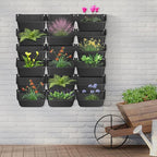 Hanging Vertical Wall Planter, 18 Pack Vertical Garden Planter, for Patio Outdoor Decor, Home Black Plastic Balcony Pot