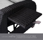 Grand patio Outdoor Recliner Chair Patio 150° Lay Flat Recliner with Flip Table Wicker Reclining Lounge Chair, Griege