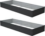12x4x1 ft(2 Pack) Galvanized Raised Garden Bed,Outdoor Planter Box Metal Patio Kit Planting Bed for Vegetables Flowers and Succulents,Black