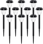 Super Bright Solar Lights Outdoor Waterproof-10 Pack, Dusk to Dawn Up to 12 Hrs Solar Powered Outdoor Pathway Garden Lights Auto On/Off, LED Landscape Lighting Decorative for Walkway Patio Yard