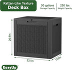 EasyUp 30 Gallon Resin Deck Box, Patio Outdoor Deck Box for Furniture, Garden Tools and Tools Storage, Waterproof Outside Storage Boxes(Black)