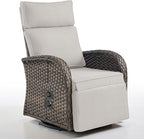 Belord Dual-Adjust Outdoor Swivel Recliner Chair – Reclining Patio Chair with Adjustable Backrest and Footrest, All-Weather Wicker Chaise Lounge Chair Outdoor for Pool Deck Brown (Upgraded 2.0)