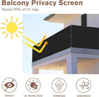 SUNNY GUARD Customized 3.3'x34' Black Balcony Privacy Screen, 90% Shade - Image 2