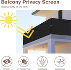 SUNNY GUARD Customized 3.3'x28' Black Balcony Privacy Screen, 90% Shade - Image 2