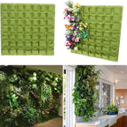 Hanging Planting Grow Bags, 49 Pockets Hanging Vertical Wall Planter Wall Mounted Grow Bag Outdoor Indoor Gardening Vertical Greening Flower Container, Planting Bags Storage Bags(1.0 m × 1.0 m, Green)