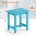 LUE BONA Outdoor Side Table, HDPS Small Outdoor Table, Rectangle Adirondack Side Table, Outside End Table for Patio, Porch, Pool, Weather Resistant/Easy Maintenance/Indoor or OutsideUse, Sky Blue