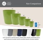 The HC Companies Aria Round Self-Watering Pot - Lightweight Plastic Planter for Herbs & More - Durable Plant Pots for Indoor Plants & Outdoor Plants (12" Glossy White, Pack of 2)