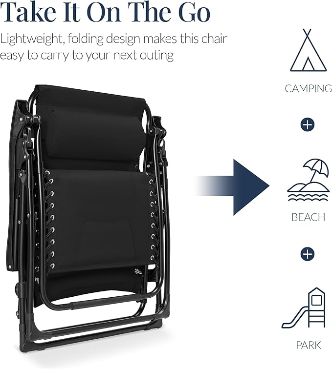 Oversized Padded Zero Gravity Chair – Black