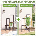 iDavosic.ly Plant Stand Indoor Outdoor, 5 Tier Corner Metal Flower Display Holder Shelf, Easy Assembly Folding Tall Orchid Rack for Patio Balcony Porch Garden Living Room House, Violet Bronze
