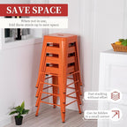FDW Metal Bar Stools Set of 4 Counter Height Bar Stools 24 Inches Industrial Bar Chairs Patio Stool Stackable Backless Stool Indoor Outdoor Metal Kitchen Stools Bar Chairs (Orange, 24")