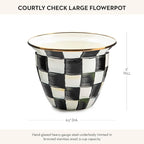 MACKENZIE-CHILDS Flowerpot, Decorative Garden Pot for Growing Plants, Black-and-White Courtly Check