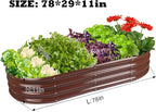 Raised Garden Bed Galvanized Planter Box Outdoor, Rot-Resistant Metal Garden Bed Planter for Vegetables Flower Herb (6.5ft, Brown)