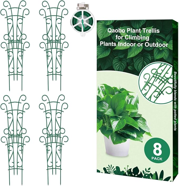 Indoor Plant Trellis for Climbing Plants, 8 Pack Garden Trellis for Potted Plants Stackable Plant Trellis Plant Stakes for Indoor Plants Accessories Flower Plant Support