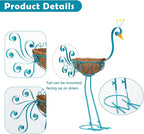 Set of 2 Blue Peacock Outdoor Planters with Basket, Metal Peacock Planter for Indoor Outdoor Garden Yard Decor
