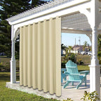 BONZER Outdoor Curtains for Patio Waterproof Thick Privacy Wide Grommet Light Filtering Outside Curtains for Porch Pergola Gazebo Deck, 1 Panel, 110W x 120L inch, Cream