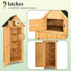VINGLI Outdoor Wooden Storage Shed, Garden Shed Outside Tool Cabinet with Safety Latch, Patio Storage Organizer (Teak)