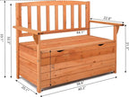 Outvita Outdoor Wood Storage Bench, Wooden Large Deck Box with Seating & Armrest, Waterproof Patio Organizer Loveseat for Garden Porch Deck Backyard Poolside, Natural