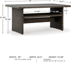 Signature Design by Ashley Brook Ranch Casual Outdoor Multi-use Table with 1 Fixed Shelf, Dark Brown & Gray