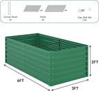 YITAHOME 6x3x2ft Outdoor Raised Garden Bed Kit, Large Metal Patio Planter Box with Gloves, Support Rod for Plants Vegetables Flowers, Green