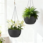 Set of 2-8 Inch Self Watering Hanging Planters for Indoor Outdoor，Hanging Plant Pots with Drainage & Removable Tray, Hanging Pots Holder for Ivy, Pothos, Ferns, Balcony & Patio, Black