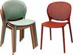 2xhome Set of 4 Patio Dining Chairs | Modern Stackable Outdoor Pool Side Chair | Weather Resistant Plastic for Yard, Porch, Balcony, Kitchen, Green
