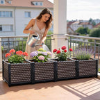 Large Planters for Outdoor Plants 14" Tall Planter Box, Raised Beds for Gardening Self Watering, Elevated Planter Box with Legs, Rectangular Garden Planters for Outdoor Plants Flowers, 62.9"L x 15.7"W