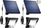 Solar Lights Outdoor Waterproof with 16FT Cord Dusk to Dawn 4400mAh LED Flood Light 6000K Security Lighting for Outside, Flag Pole, Porch, Shed (White 2 Pack)