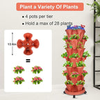 GameXcel Vertical Planter, 7 Tier Stackable Strawberry Planter with Garden Tool Set, Movable Indoor/Outdoor Garden Herb Pot for Growing Vegetables and Succulents, Red