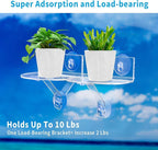 2-Pack Acrylic Window Plant Shelves with Suction Cups & Support Brackets - Rectangle Window Sill Extender for Herb Pots, Succulents, Flower Boxes, Micro Greens | Indoor/Outdoor Use