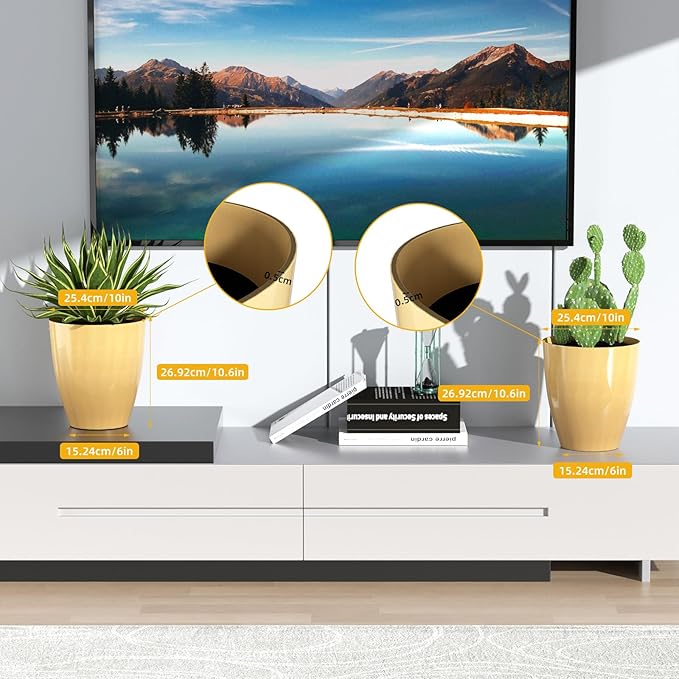 QCQHDU 10 inch Tall Planters for Indoor & Outdoor Plants, 2 Pack Sturdy Plant-Flower-Tree Pots for Front Porch Patio Deck Living Room Decor
