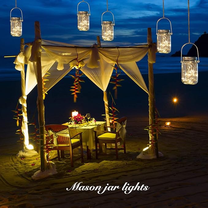 Solar String Lights for Mason Jars, 12 Pack, 30 LED Warm White