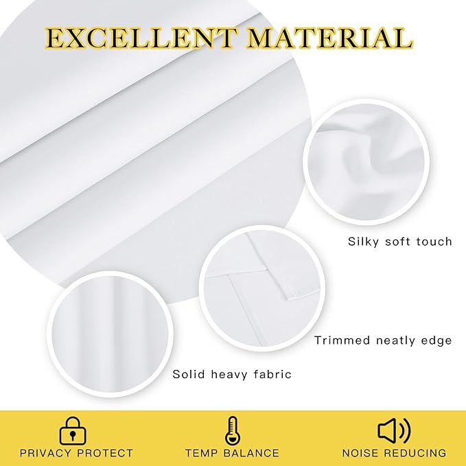 NICETOWN White Blackout Curtains 72 inches Long, Grommet Privacy Window Treatment Thermal Insulated Room Darkening Sliding Glass Door Drape for Bedroom Living Room, 1 Panel, W100 x L72