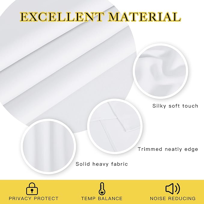 NICETOWN Bedroom Curtain Room Darkening Drapery 102 inches Length - Home Fashion Thermal Insulated Grommet Room Darkening Curtain for Living Room (White, 1 Panel, 52 x 102 inches)