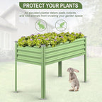 Raised Garden Bed with Legs, 48×24×32in Galvanized Raised Garden Beds Outdoor Elevated Metal Planter Box for Gardening Vegetables Flowers Herb （Green）