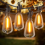 Black Patio String Lights, 150 FT Warm White with 47 ST38 LED Bulbs