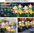 4 Pack Solar Garden Lights LED Solar Lilies Flower Lights, Yard Patio Pathway Decoration High Flexibility Copper Wire Handmade Silk Artificial Flowers Never Wither, Gift for Family, Friends